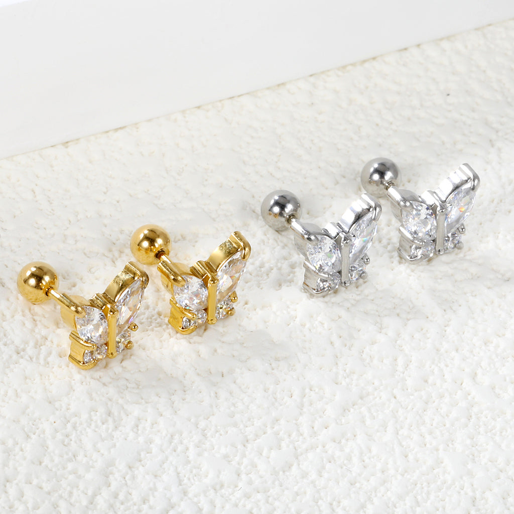 Damen Ohrstecker mit funkelndem Herzdesign und eleganter Goldbeschichtung Shop Nory