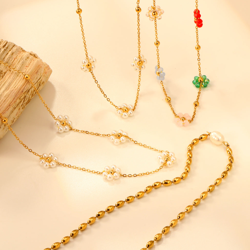 Damen Halskette mit floralem Design und hochwertigen Kristallakzenten Shop Nory