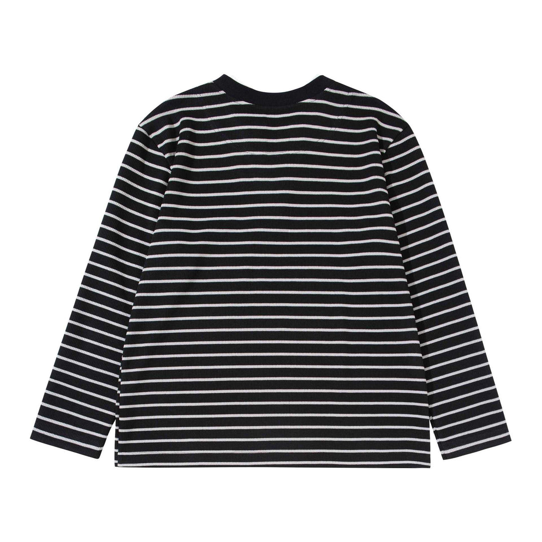 Damen Gestreiftes Strickshirt mit V-Ausschnitt und Lagenlook Shop Nory