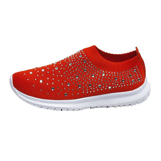 Damen Strick-Slip-On-Sneaker mit elastischem Schaft und Ziersteinen Shop Nory