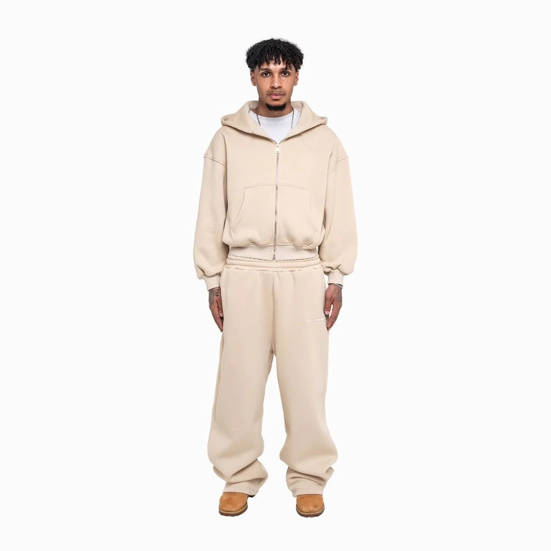 Herren nan lässiges Reißverschluss-Hoodie- und Palazzohose-Set mit dropped-shoulder Silhouette Shop Nory