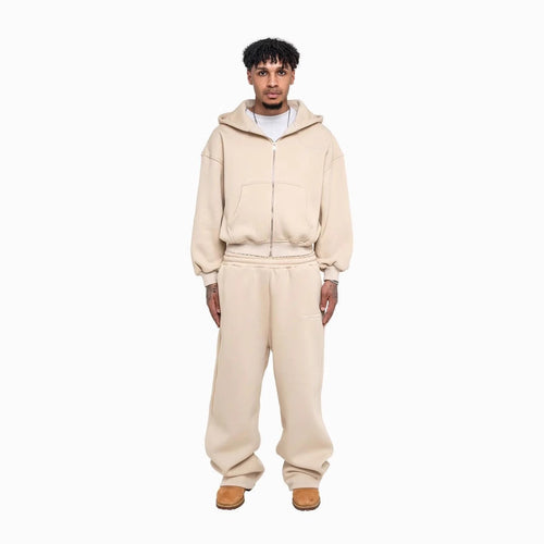 Herren nan lässiges Reißverschluss-Hoodie- und Palazzohose-Set mit dropped-shoulder Silhouette Shop Nory