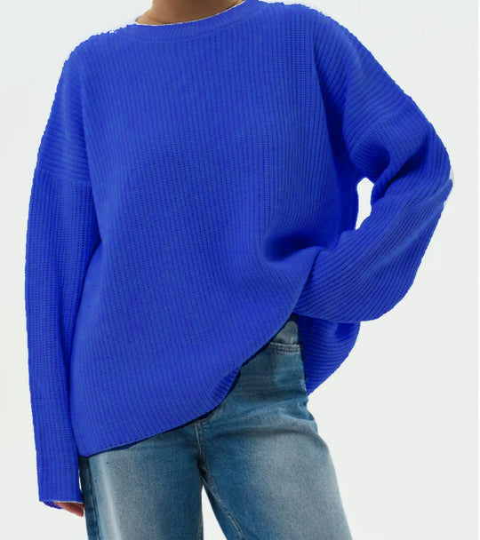Damen Oversize Strukturstrick-Pullover mit Rundhalsausschnitt und überschnittener Schulter Shop Nory