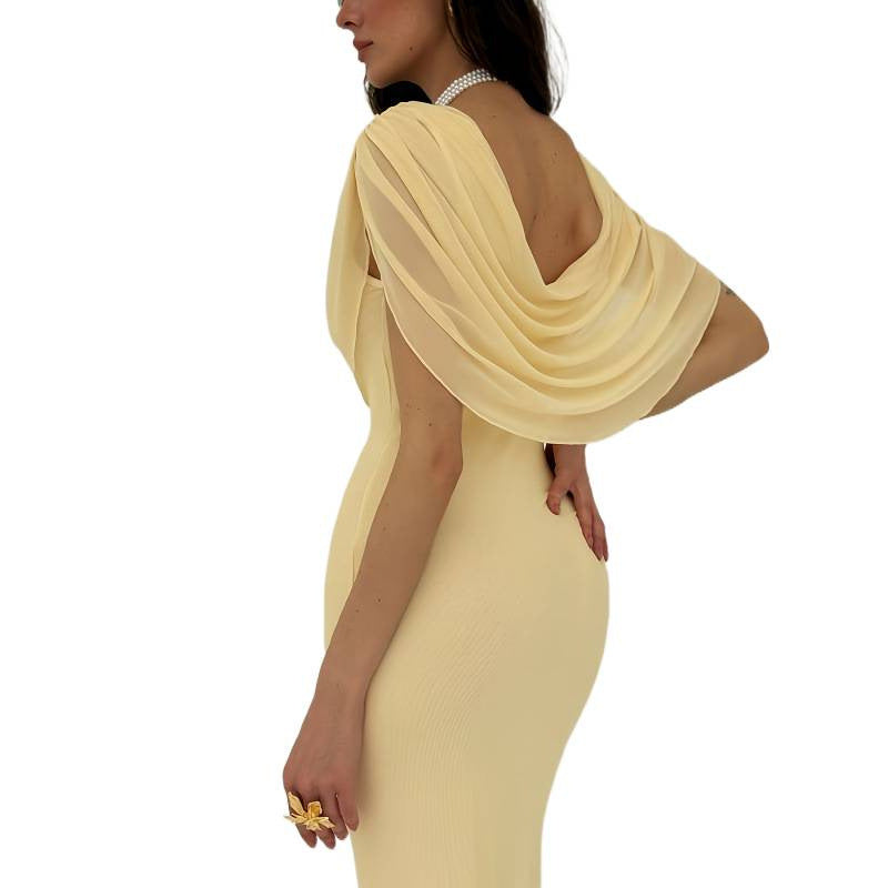 Damen Elegantes Maxikleid mit tiefem Wickelausschnitt und Überwurf Shopnory
