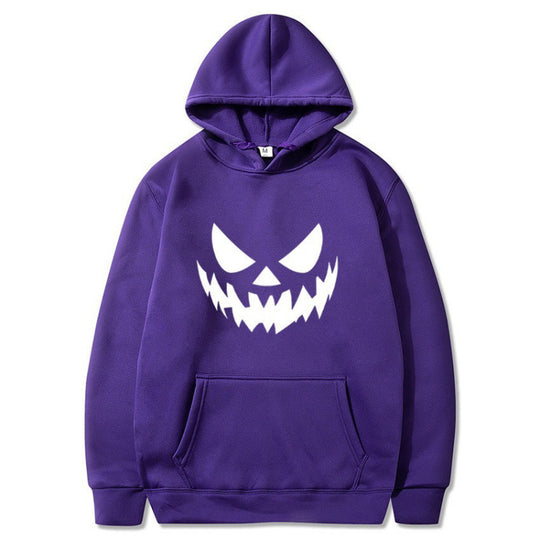 Unisex Kapuzenpullover mit gruseligem Kürbisgesicht-Print und Oversize Kängurutasche Shop Nory