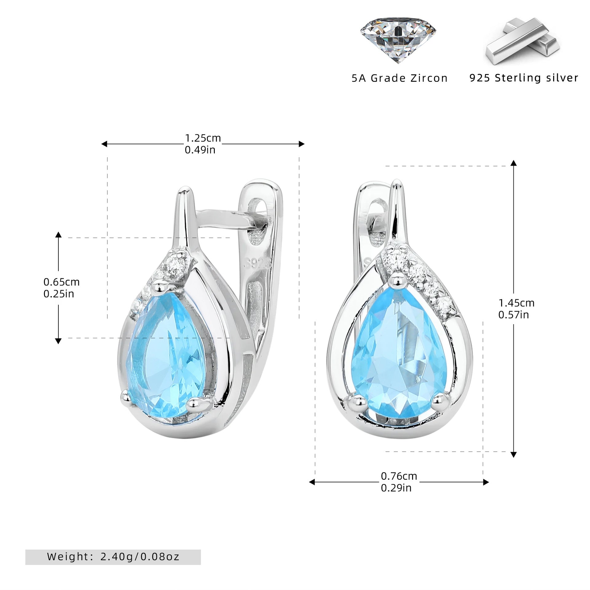 Damen Ohrhänger mit Tropfen-Design aus 925 Sterling Silber und funkelndem Zirkon Shop Nory