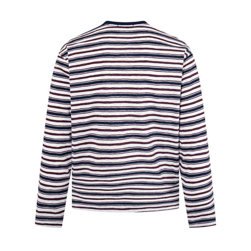 Herren Gestreiftes Langarmshirt aus Baumwollmischung mit Rundhalsausschnitt und feiner Struktur Shop Nory