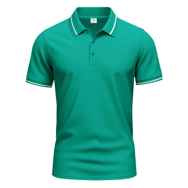 Herren nan atmungsaktives Interlock-Poloshirt mit Kontrast-Tipping, kurzer Knopfleiste und schmaler Silhouette
