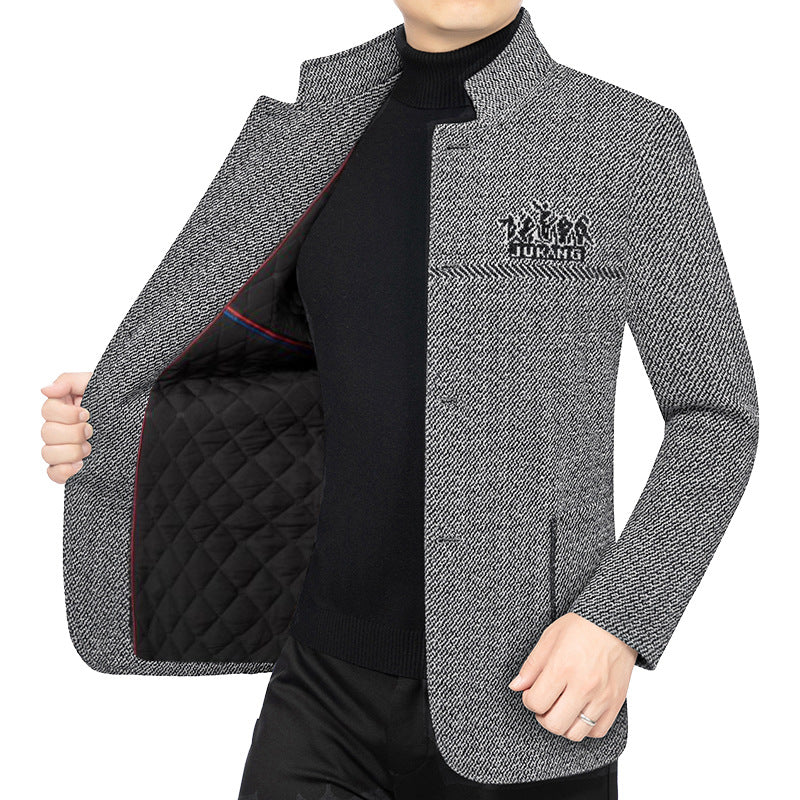 Herren Wollmantel mit Teddyfutter, Stehkragen und schmaler Silhouette Shop Nory
