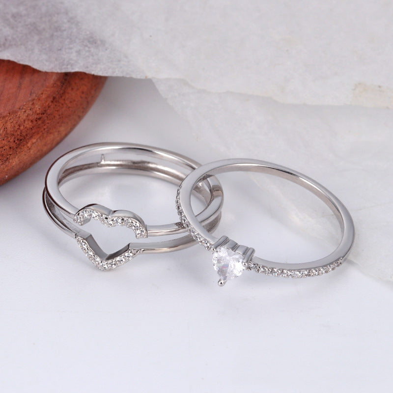 Damen Verlobungsring mit stilvollem Herzdesign und funkelnden Zirkonia-Steinen Shop Nory