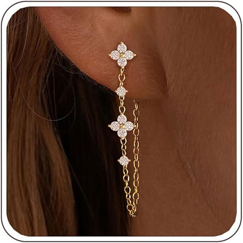 Damen Ohrhänger mit floralen Kristallverzierungen Shop Nory