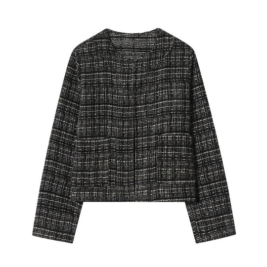 Damen Boxy-Tweedjacke im Bouclé‑Look mit verdeckter Knopfleiste und kastiger Silhouette Shop Nory