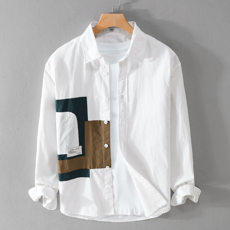 Herren Overshirt-Hemd mit geometrischem Patch-Design und Relaxed-Fit Shop Nory