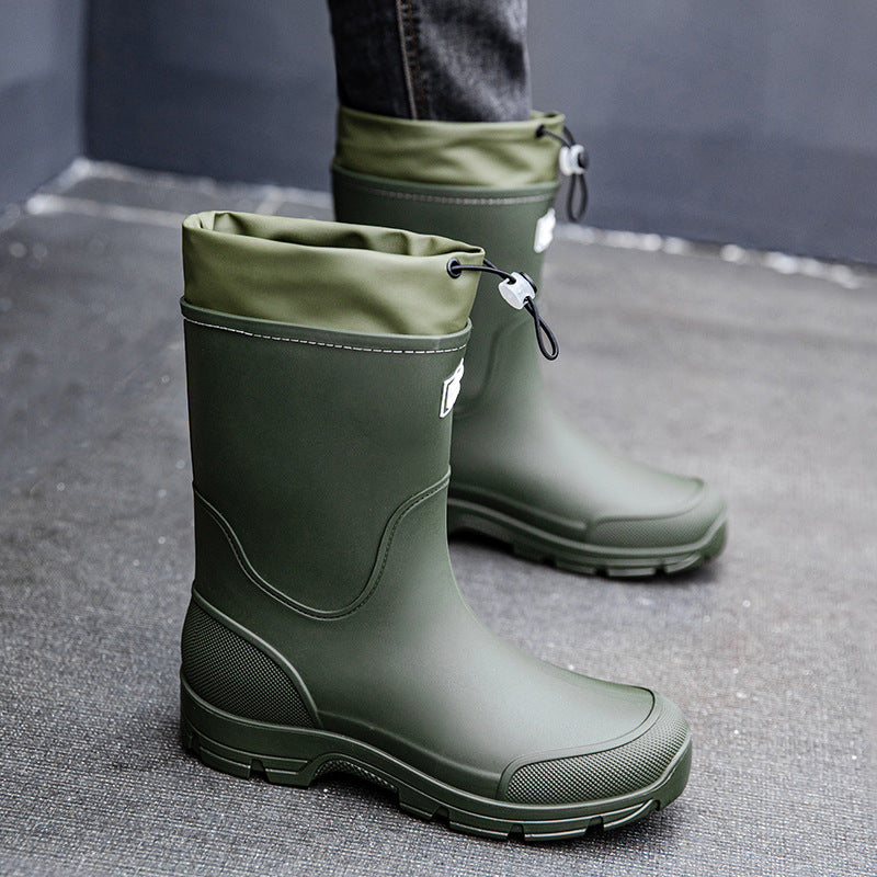 Herren wasserdichte Arbeits- und Regen-Gummistiefel mit verstellbarem Kordelabschluss und rutschfester Profilsohle Shop Nory