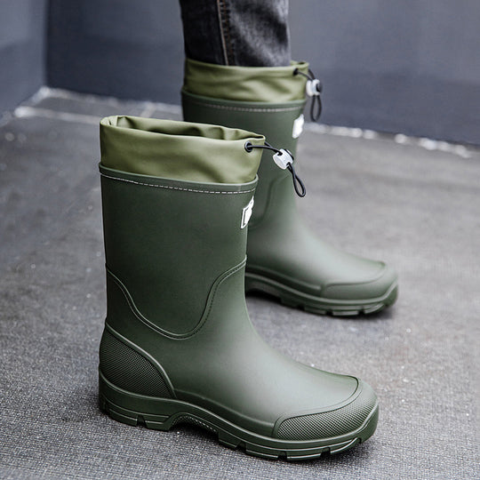 Herren wasserdichte Arbeits- und Regen-Gummistiefel mit verstellbarem Kordelabschluss und rutschfester Profilsohle Shop Nory