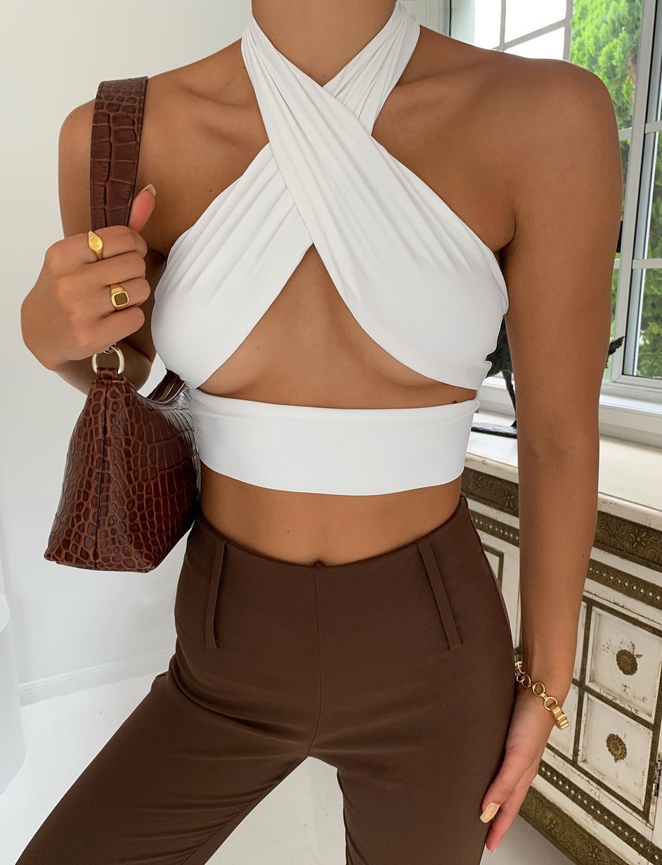 Damen Cropped Oberteil mit elegantem Schlaufen-Design Shopnory