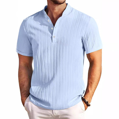 Herren Kurzarm Henley-T-Shirt mit strukturiertem Design