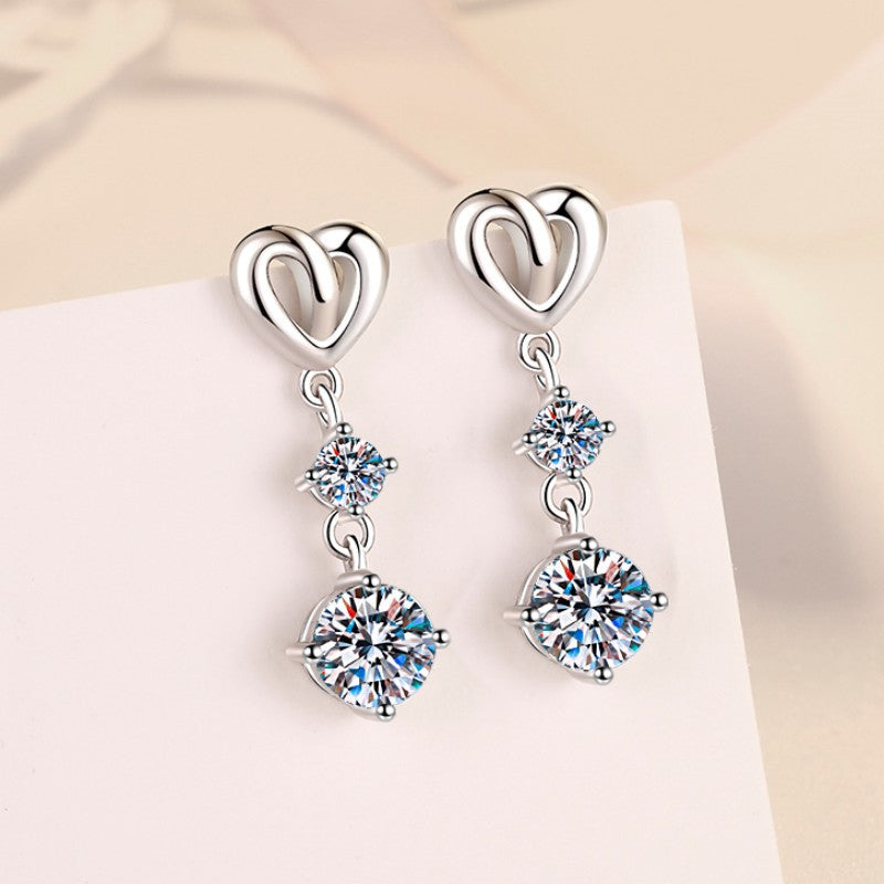 Damen Ohrhänger mit herzlichem Design und strahlendem Zirkonia Shop Nory