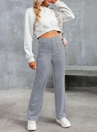 Damen Hochtaillierte Wide‑Leg Hose mit aufgesetzten Taschen Shop Nory