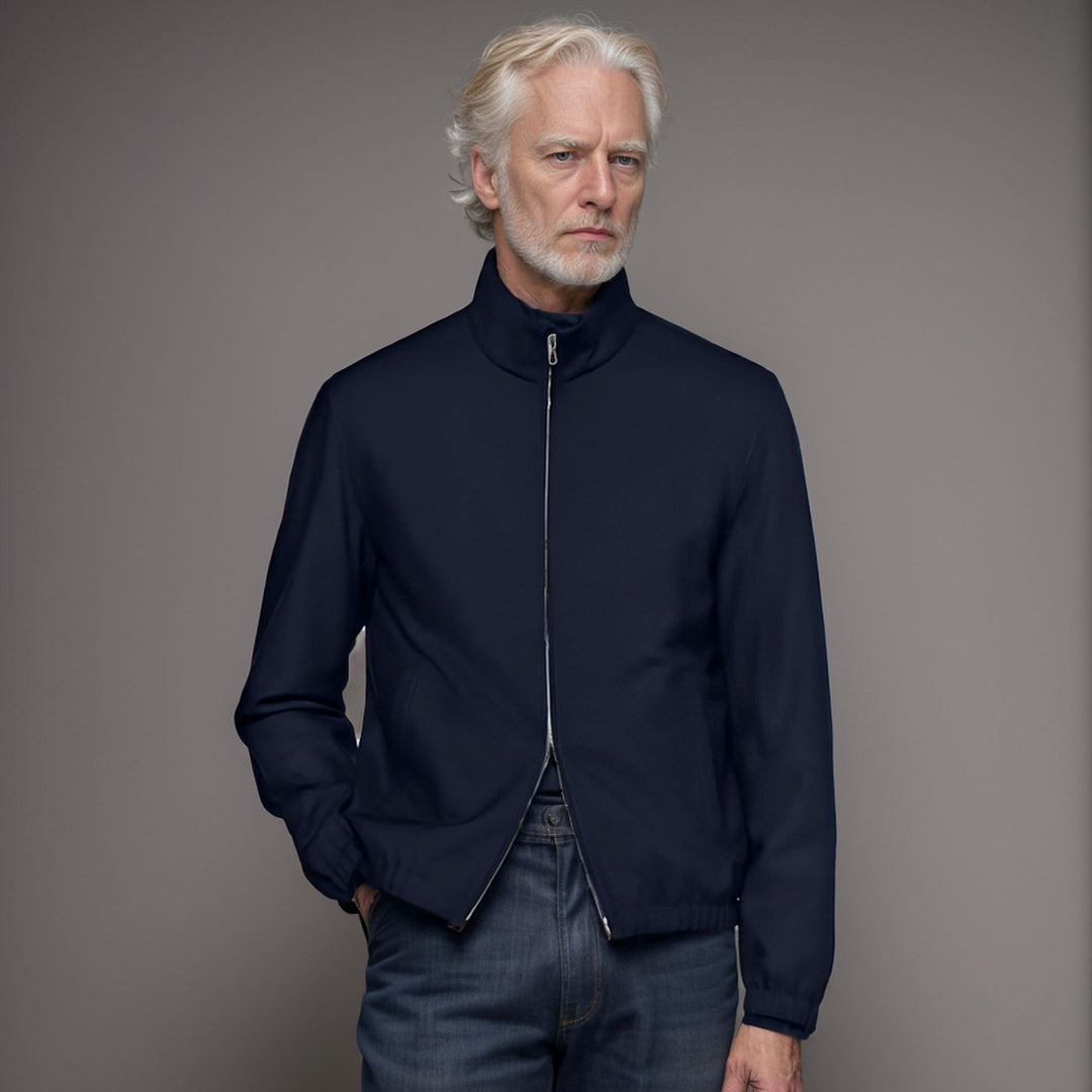 Herren Leichter Windbreaker mit Stehkragen und Zwei-Wege-Reißverschluss Shop Nory