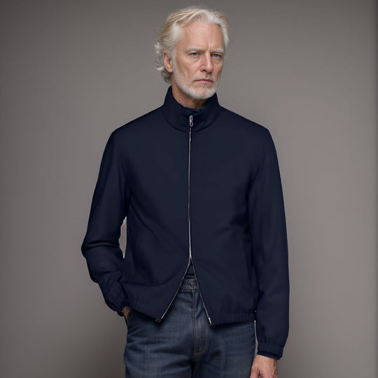 Herren Leichter Windbreaker mit Stehkragen und Zwei-Wege-Reißverschluss Shop Nory