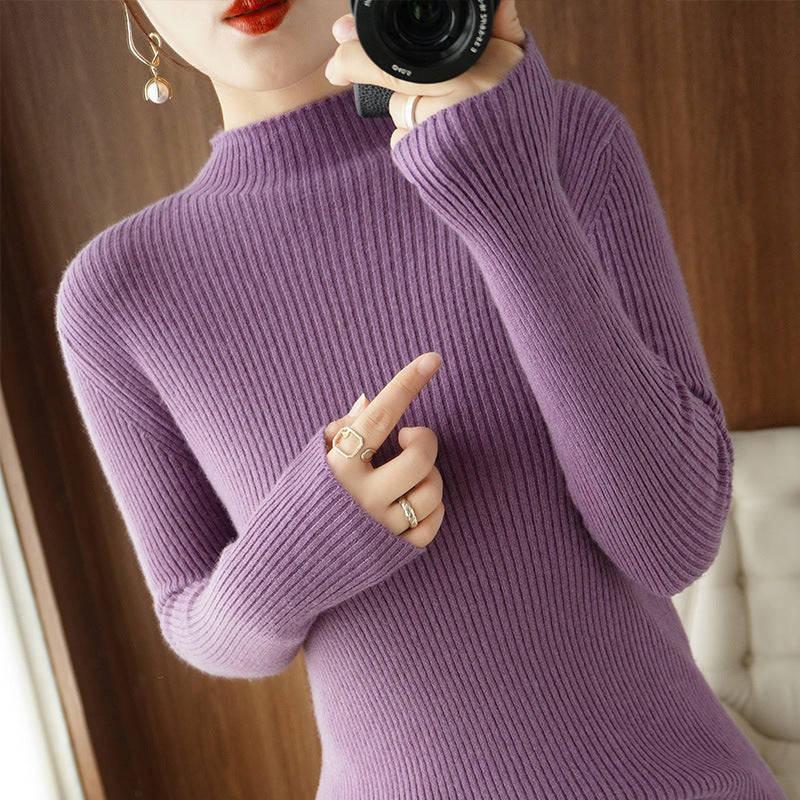 Damen Körperbetonter Rippenstrick-Rollkragenpullover mit Stretch-Effekt Shop Nory