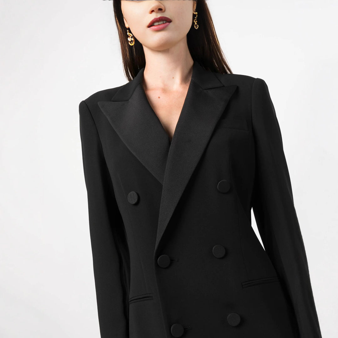 Damen Doppelreihiges Blazerkleid mit Satinrevers Shop Nory