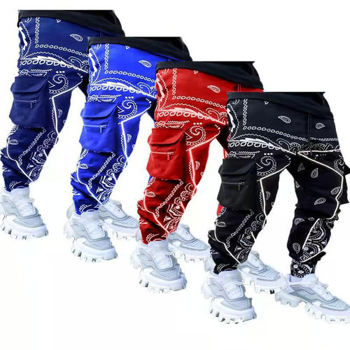 Herren Cargo-Jogginghose mit Bandana-Print, Kordelzug & Mehrfachtaschen Shop Nory