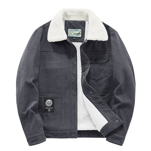 Herren Kordjacke mit Teddyfutter, thermisch gefütterte Worker-Jacke Shop Nory