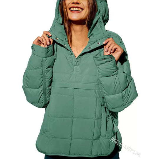 Damen Gefütterter Stepp-Anorak-Pullover mit Kapuze Shop Nory