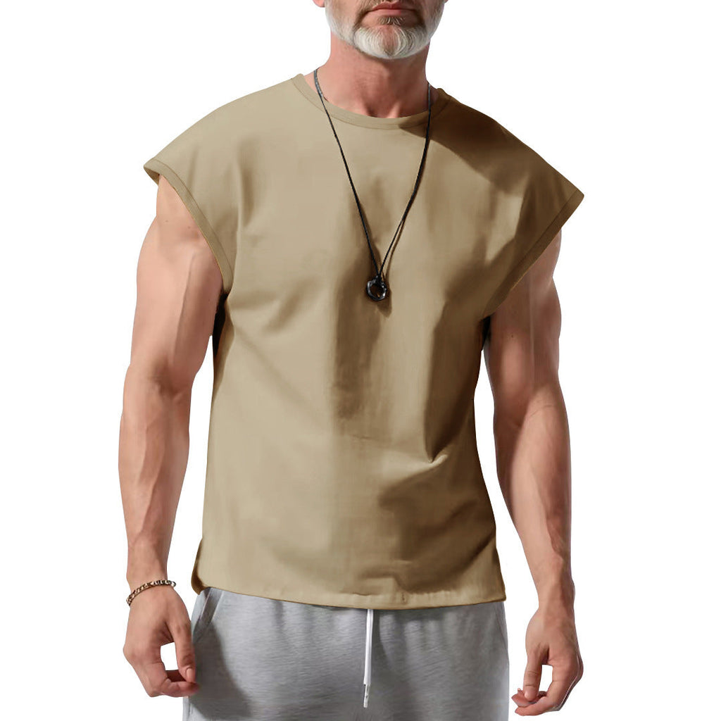 Herren nan athletisches abgeschnittenes Tanktop mit breiten Armöffnungen und Rundhalsausschnitt