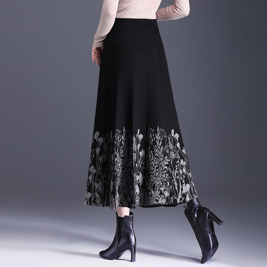 Damen Eleganter Maxirock mit floralem Muster Shop Nory