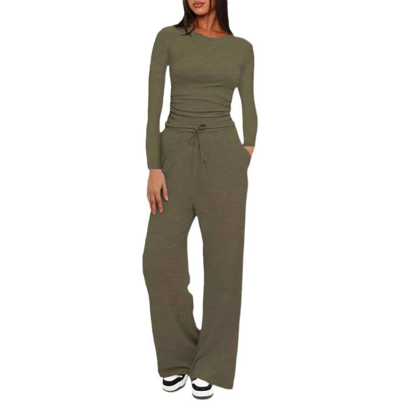 Damen Relax-Freizeithose mit extra weitem Bein, elastischem Bund und Kordelzug Shop Nory