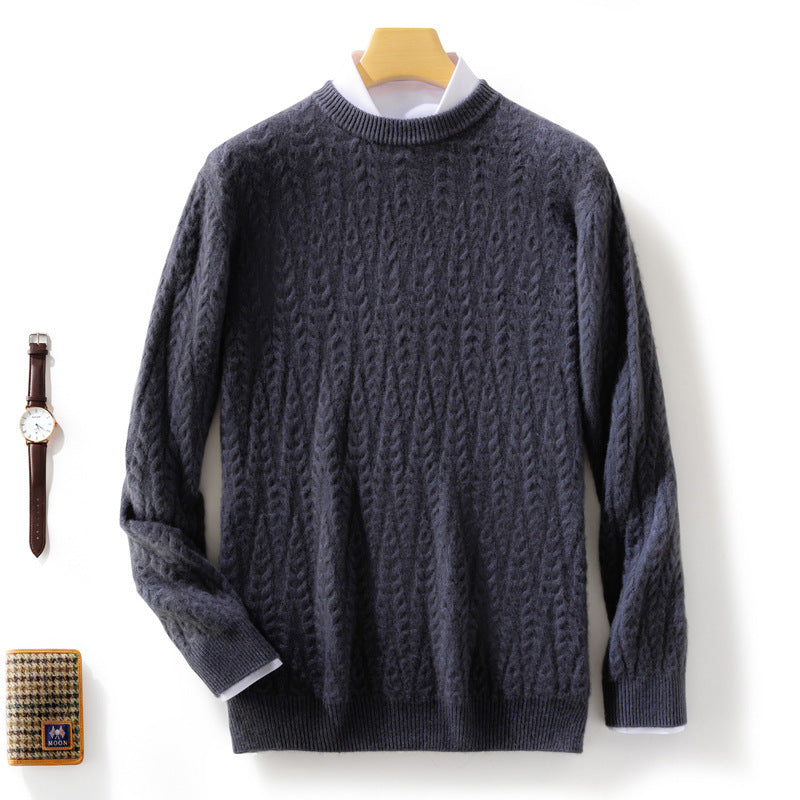 Herren gehobener Zopfstrickpullover mit Rundhals und Merino‑Mischung Shop Nory