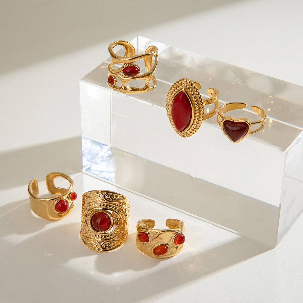 Damen Offener Ring mit Herzdesign und verstellbarer Größe Shop Nory