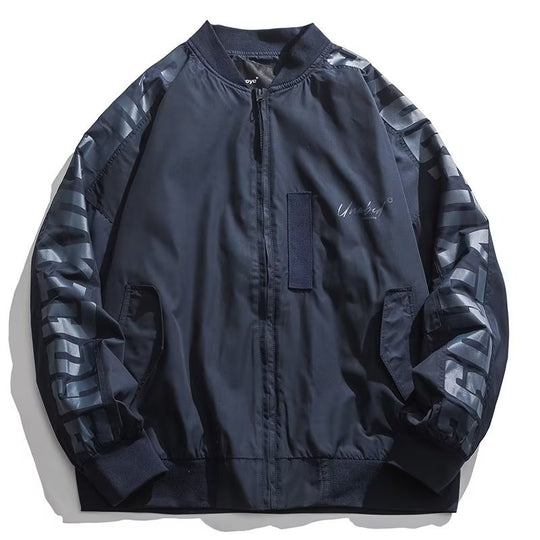 Unisex Leichte Oversize-Bomberjacke aus Nylon mit reflektierenden Ärmeln und Rippbündchen Shop Nory