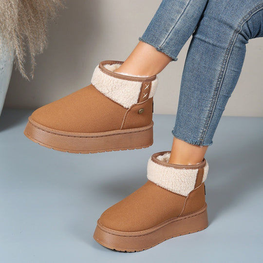 Damen Gefütterte Plateau-Stiefelette mit Teddykragen und Slip-On-Schaft Shop Nory