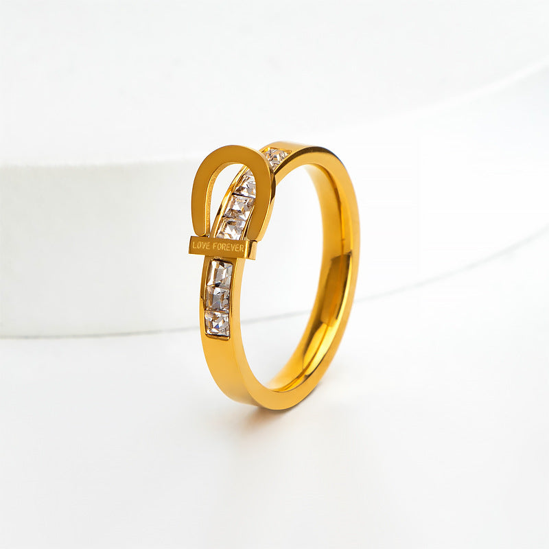 Damen Stylish Modischer Ring mit glänzenden Zirkonia-Steinen Shop Nory