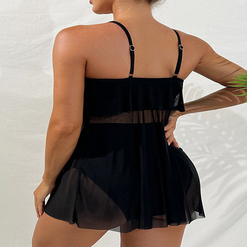 Damen Sportliches Wickel-Set mit schwingendem Rock