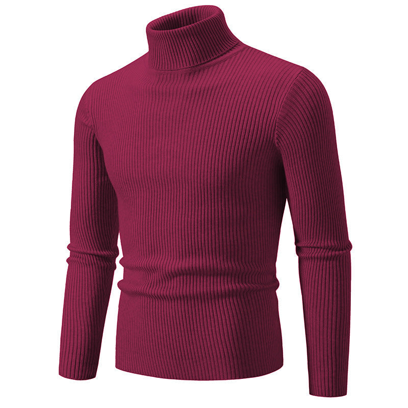 Herren nan taillierter Rollkragenpullover aus feinem Feinstrick mit geripptem Kragen