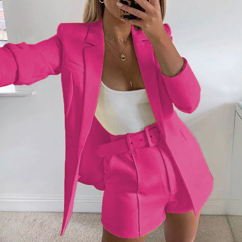 Damen Elegantes Zweiteiliges Blazer‑Shorts‑Set mit tailliertem Reversblazer und High‑Waist Shorts Shop Nory