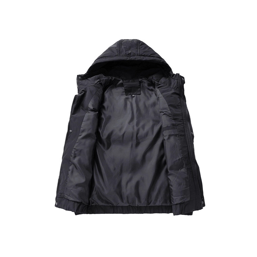 Herren Gesteppte Outdoor-Weste mit Kapuze, Cargo-Taschen und verstellbarem Saum Shop Nory