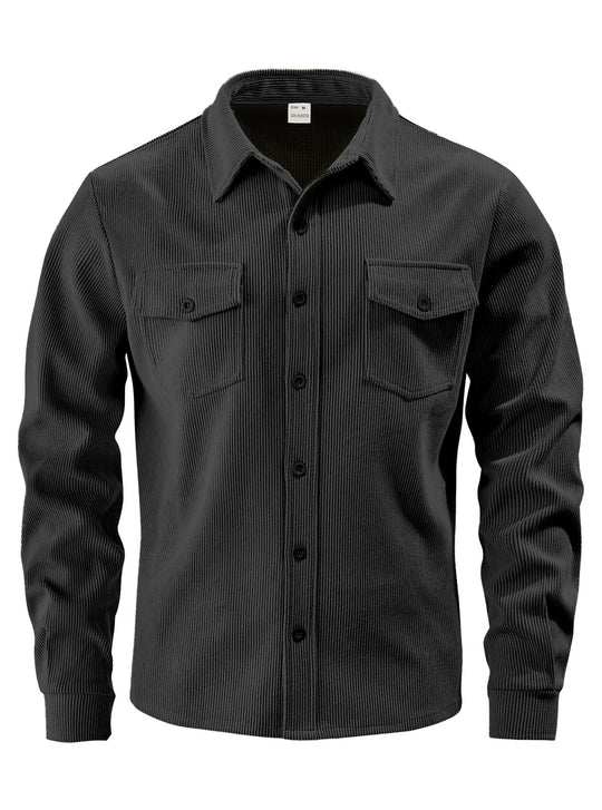 Herren Kordhemdjacke aus breitem Cord mit Pattentaschen und Hemdkragen Shop Nory