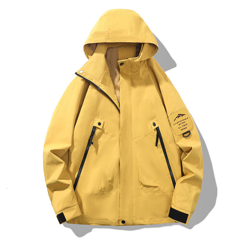 Herren Technische Kapuzen-Utility-Jacke mit verdeckter Frontblende, Reißverschluss-Taschen und Ärmeltasche Shop Nory