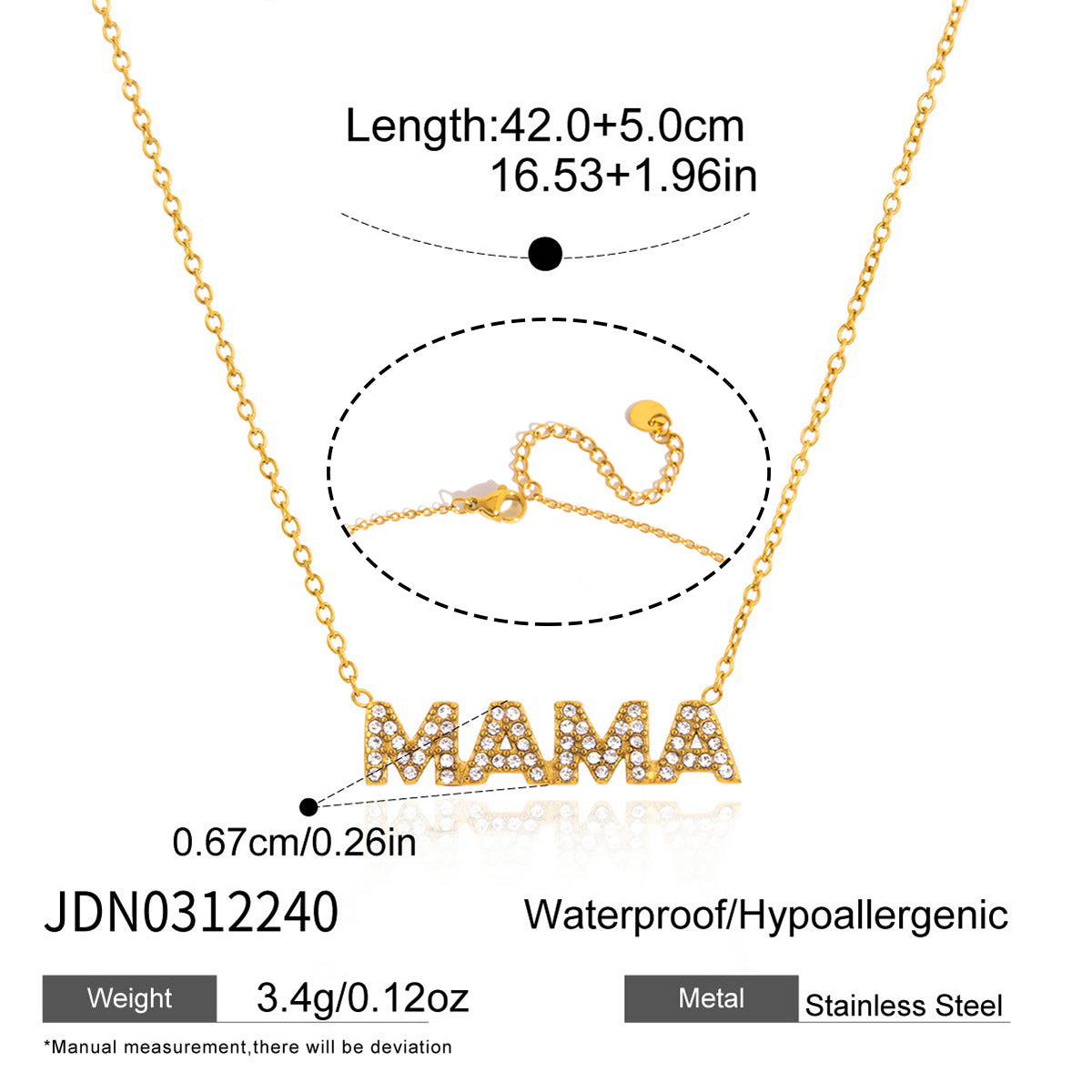 Damen Armband mit personalisiertem "Mama"-Schriftzug aus hypoallergenem Edelstahl Shop Nory