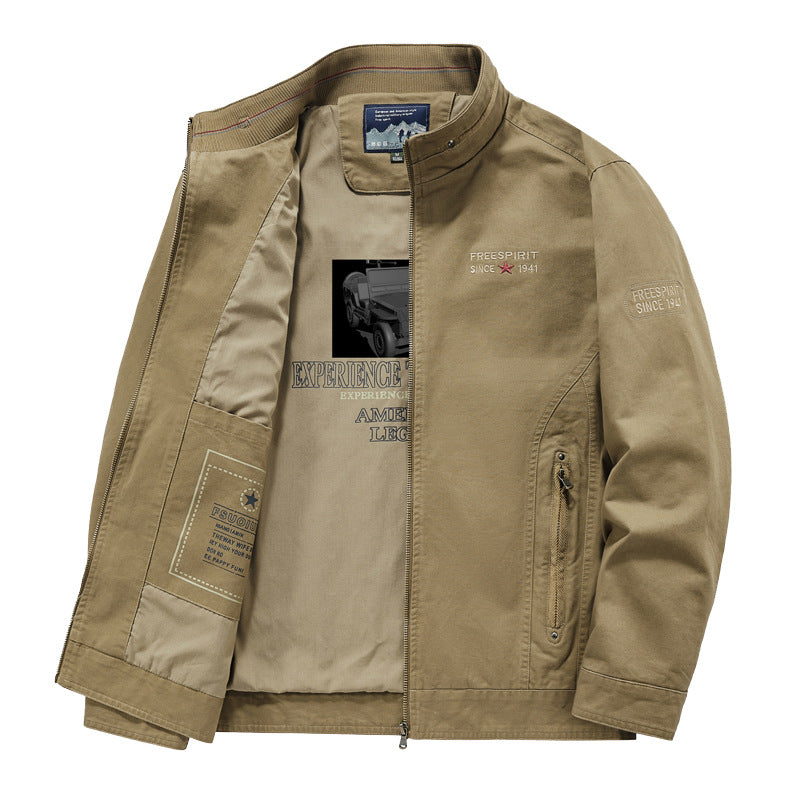 Herren Leichte Übergangsjacke mit Stehkragen, Frontreißverschluss und Innengrafik Shop Nory