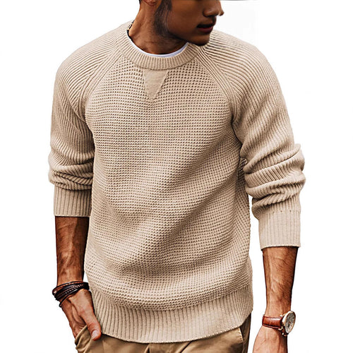 Herren lässiger Strickpullover mit strukturiertem GewShopnoryemuster und Rundhalsausschnitt
