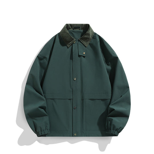 Herren Oversize-Utility-Jacke mit Cordkragen und Druckknopffront Shop Nory