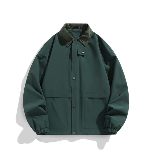 Herren Oversize-Utility-Jacke mit Cordkragen und Druckknopffront Shop Nory