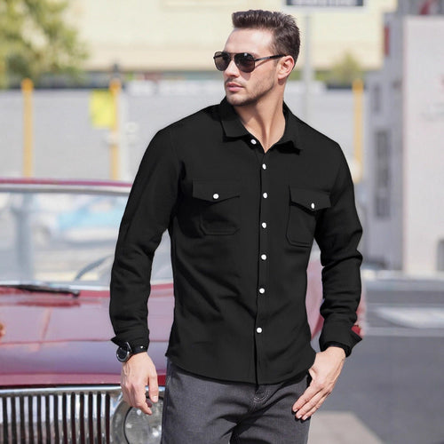 Herren Lässiges Langarmhemd mit praktischen Brusttaschen und modernem Schnitt